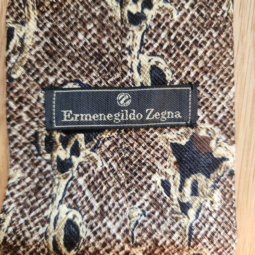 Ermenegildo Zegna Brown and Black Silk Patterned Tie